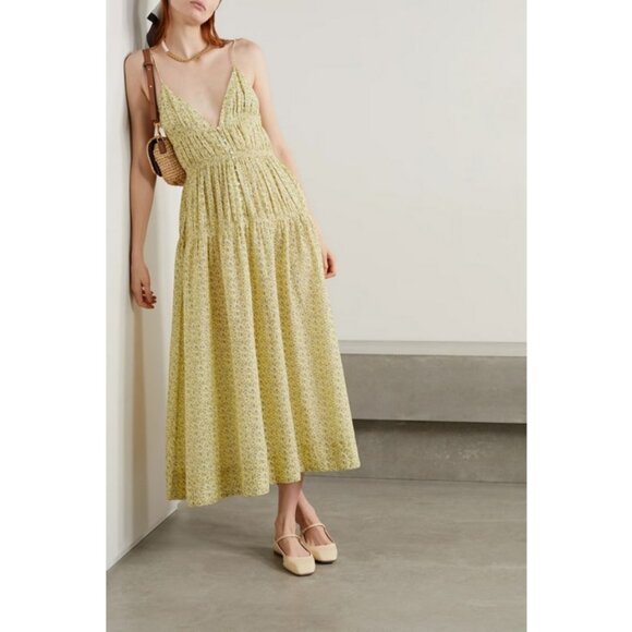 💕DOEN💕 Irina Dress ~ Moonflower Floral Print Yellow Small S NWT - Picture 2 of 16